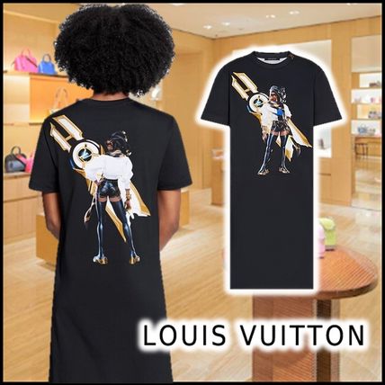 Louis Vuitton 2020 SS 2020 SS LVXLOL EMBROIDERED T SHIRT DRESS black dresses 1A7SU9 
