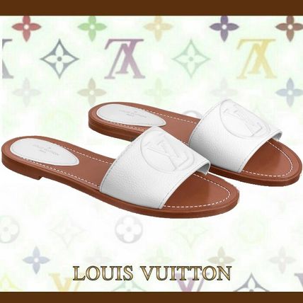 Louis Vuitton 2020 SS Open Toe Casual Style Plain Leather Mules Logo Sandals 1A873O 
