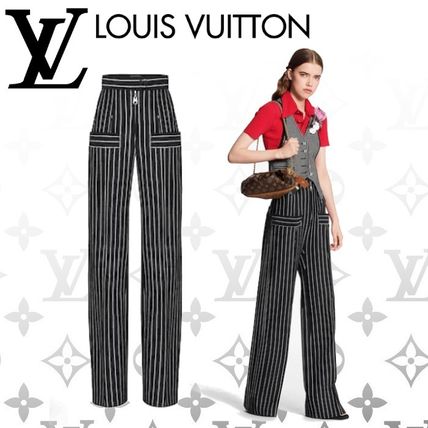 Louis Vuitton Stripes Plain Long Elegant Style Logo Pants 1A7SBY 