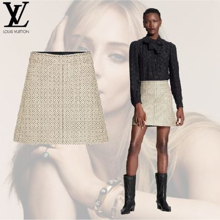 Louis Vuitton 2020 21AW Short Monogram Silk Plain Leather Mini Skirts 1A82GC 