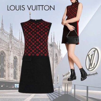 Louis Vuitton MONOGRAM 2020 SS Crew Neck Short Monogram A line Wool Silk Nylon 1A837V 