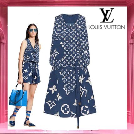 Louis Vuitton 2020 SS Short Casual Style Sleeveless V Neck Logo Dresses 1A7SEM 