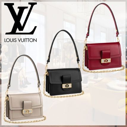 Louis Vuitton 2WAY Chain Plain Leather Elegant Style Logo Handbags 