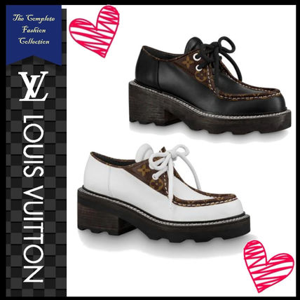 Louis Vuitton 2020 SS Monogram Platform Round Toe Casual Style Leather Block Heels 1A5SNX1A5SOD 