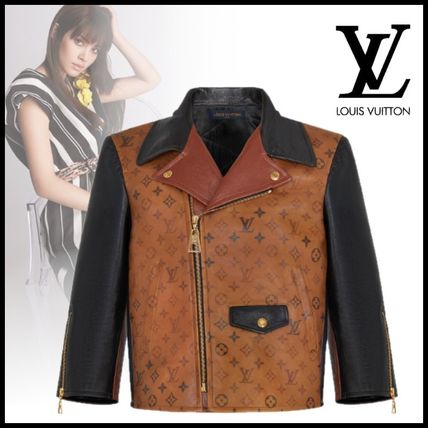 Louis Vuitton 2020 21AW Short Monogram Leather Logo Biker Jackets 1A82K0 