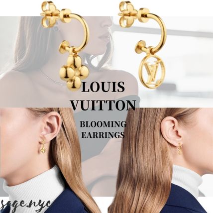Louis Vuitton MONOGRAM Casual Style Flower Party Style Brass Elegant Style Earrings 