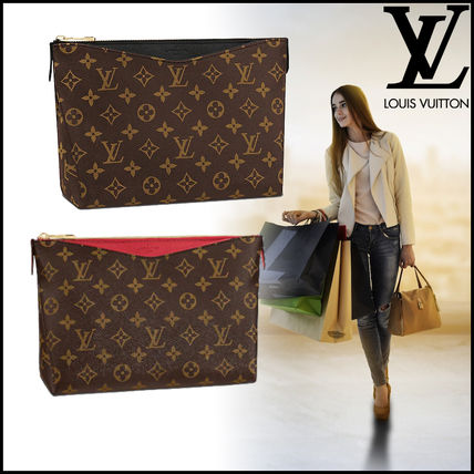Louis Vuitton PALLAS Monogram Leather Logo PouchesCosmetic Bags M64123 M64124 