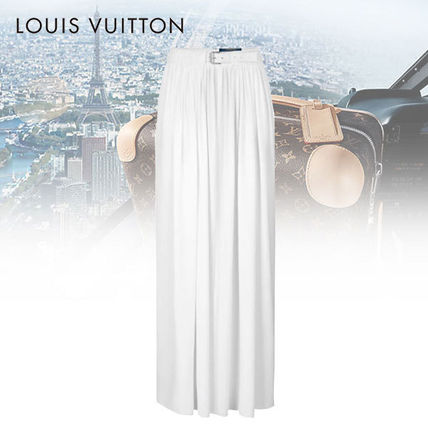 Louis Vuitton 2018 SS Silk Pleated Skirts Plain Long Elegant Style Maxi Skirts 
