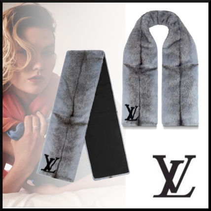 Louis Vuitton 2019 20AW Silk Street Style Plain Logo KnitFur Scarves 