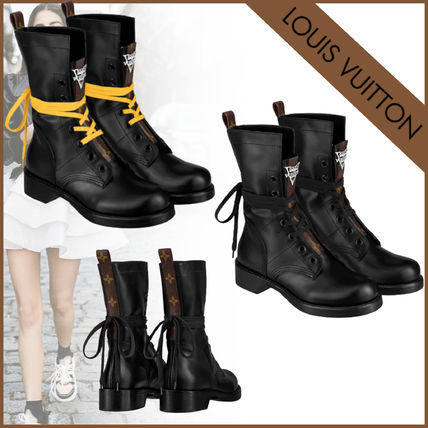 Louis Vuitton Round Toe Rubber Sole Casual Style Plain Leather Logo 1A64V9 