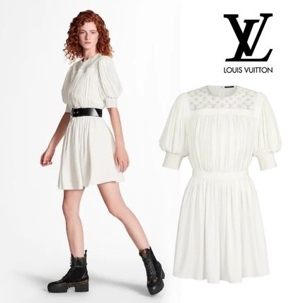 Louis Vuitton 2020 SS Fluid Dress With Embroidered Plastron 1A612K 
