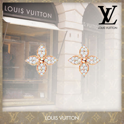 Louis Vuitton Costume Jewelry Blended Fabrics Flower Party Style 18K Gold Q96606 