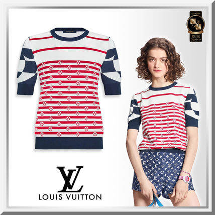 Louis Vuitton 2020 SS Crew Neck Stripes Monogram Wool Silk Street Style Cotton 1A7THC 1A7THB 1A7THA 1A7TH9 1A7TH8 