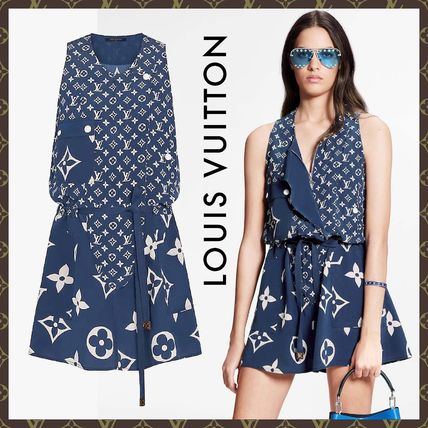 Louis Vuitton MONOGRAM Short Monogram Casual Style A line Silk Sleeveless 1A7SEM 