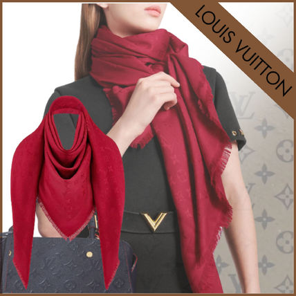 Louis Vuitton Wool Silk Plain Logo Lightweight ScarvesShawls M72237 MONOGRAM SHAWL 