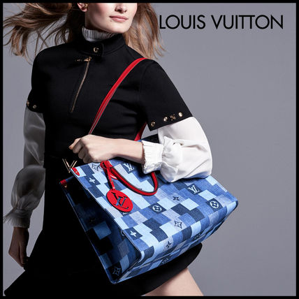 Louis Vuitton MONOGRAM Monogram Casual Style Denim Blended Fabrics A4 Office Style 