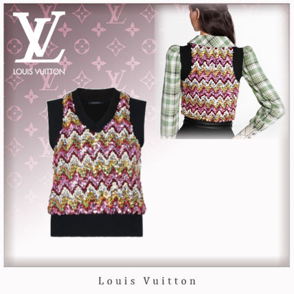 Louis Vuitton 2020 SS Wool Cashmere Nylon Blended Fabrics Sleeveless V Neck Medium 1A7UD1