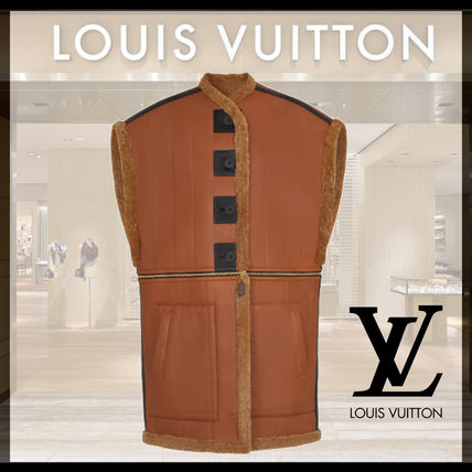 Louis Vuitton 2020 21AW Short Casual Style Blended Fabrics Bi color Plain Leather 1A827J