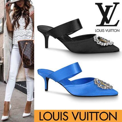 Louis Vuitton Casual Style Leather Elegant Style Logo Heeled Sandals 