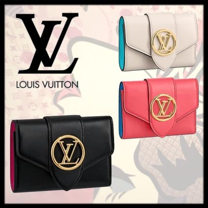 Louis Vuitton 2020 21AW Bi color Plain Leather Folding Wallet Small Wallet Logo M69176 M69177 M69175 