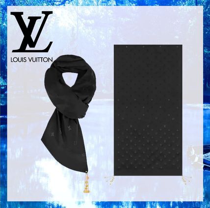Louis Vuitton Monogram Wool Silk KnitFur Scarves M76171 