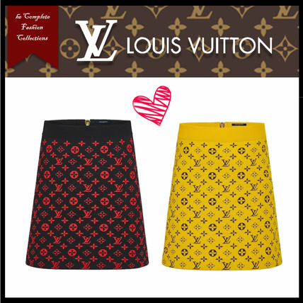 Louis Vuitton MONOGRAM 2020 21AW Pencil Skirts Short Monogram Wool Cotton Logo Mini Skirts 1A8389 1A8382 