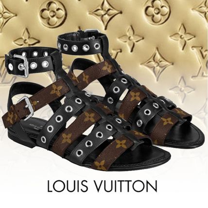 Louis Vuitton MONOGRAM Monogram Casual Style Leather Footbed Sandals Flat Sandals 1A66R4 