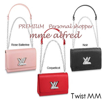 Louis Vuitton TWIST Chain Plain Leather Shoulder Bags 