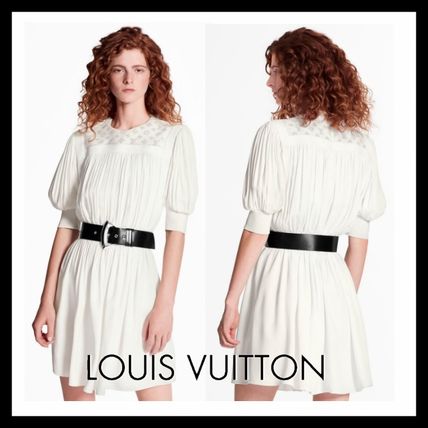 Louis Vuitton MONOGRAM Fluid Dress With Embroidered Plastron 1A612K 