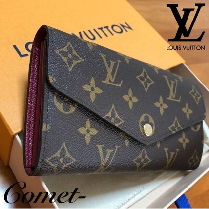 Louis Vuitton PORTEFEUILLE SARAH 2020 SS Monogram Calfskin Blended Fabrics Leather Logo Long Wallets