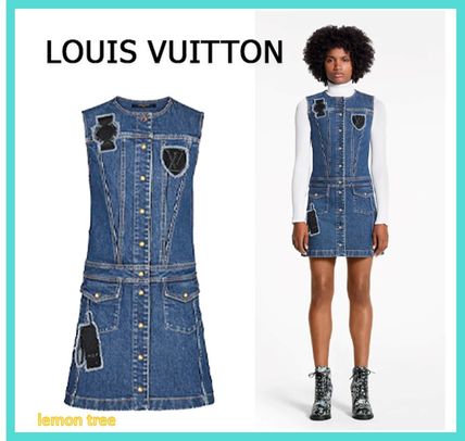 Louis Vuitton Sleeveless A Line Dress With Embroidered Patches 1A5JQC 