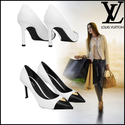 Louis Vuitton Blended Fabrics Plain Leather Pin Heels Elegant Style 1A66AA