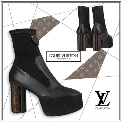 Louis Vuitton 2020 Cruise Monogram Platform Casual Style Plain Leather Block Heels 1A7U7O 