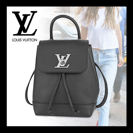 Louis Vuitton LOCKME Casual Style Plain Leather Office Style Elegant Style 