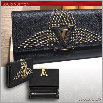 Louis Vuitton CAPUCINES 2019 SS Blended Fabrics Plain Leather Logo Long Wallets 