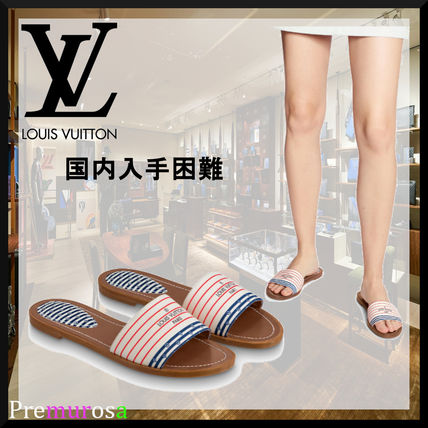 Louis Vuitton LOCKIT 2020 SS Monogram Open Toe Casual Style Blended Fabrics Leather Mules 1A7U3E 