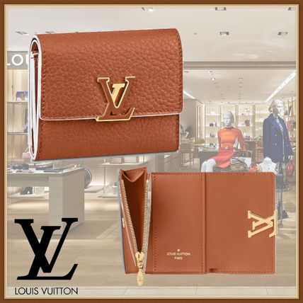 Louis Vuitton CAPUCINES 2020 SS Plain Leather Folding Wallet Small Wallet Logo M68803 