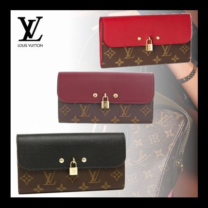 Louis Vuitton MONOGRAM Monogram Plain Leather Logo Long Wallets 