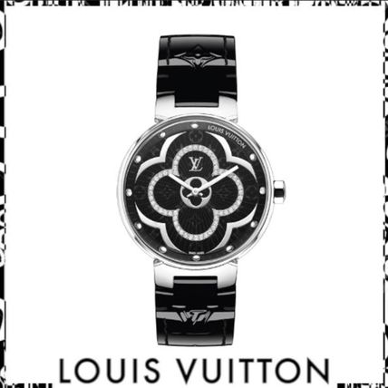 Louis Vuitton Casual Style Leather Round Party Style Quartz Watches QA020Z 