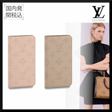 Louis Vuitton MAHINA Unisex Leather iPhone X Logo Smart Phone Cases M68886M68885 
