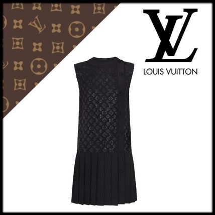 Louis Vuitton 2020 21AW Short Monogram Silk Sleeveless Elegant Style Dresses 1A82QC 1A82QC 