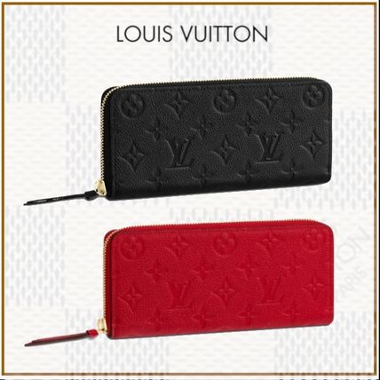 Louis Vuitton CLEMENCE Monogram Blended Fabrics Leather Long Wallet Logo 