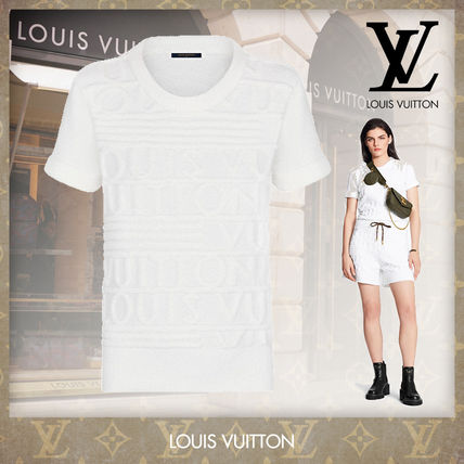 Louis Vuitton Crew Neck Cable Knit Monogram Casual Style Wool Nylon Plain