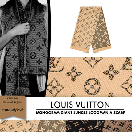 Louis Vuitton MONOGRAM Monogram Unisex Wool Silk Fringes KnitFur Scarves 