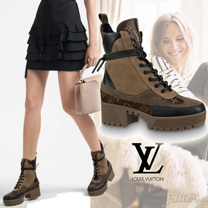 Louis Vuitton 2020 SS Monogram Rubber Sole Lace up Casual Style Suede 