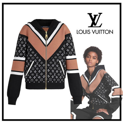 Louis Vuitton 2020 SS Long Sleeved Jacquard Zip Up Knit Hoodie 1A61M0 