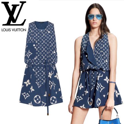 Louis Vuitton MONOGRAM 2020 SS Short Monogram Casual Style Silk Sleeveless Dresses 1A7SEM 