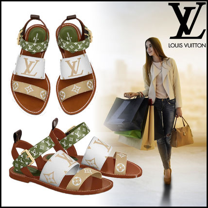 Louis Vuitton Monogram Open Toe Casual Style Blended Fabrics Elegant