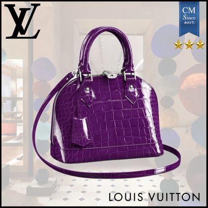 Louis Vuitton ALMA Crocodile Lambskin 2WAY Leather Crossbody Logo Handbags 