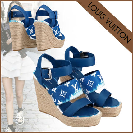 Louis Vuitton Monogram Open Toe Platform Casual Style Party Style 1A7U4E 